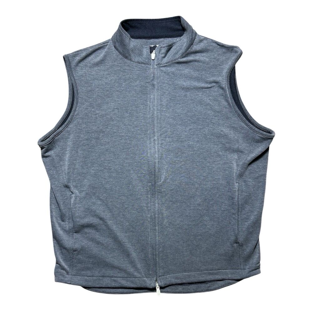 Peter Millar Full Zip Vest Mens Large Gillet Heathered Navy Stretch Golf